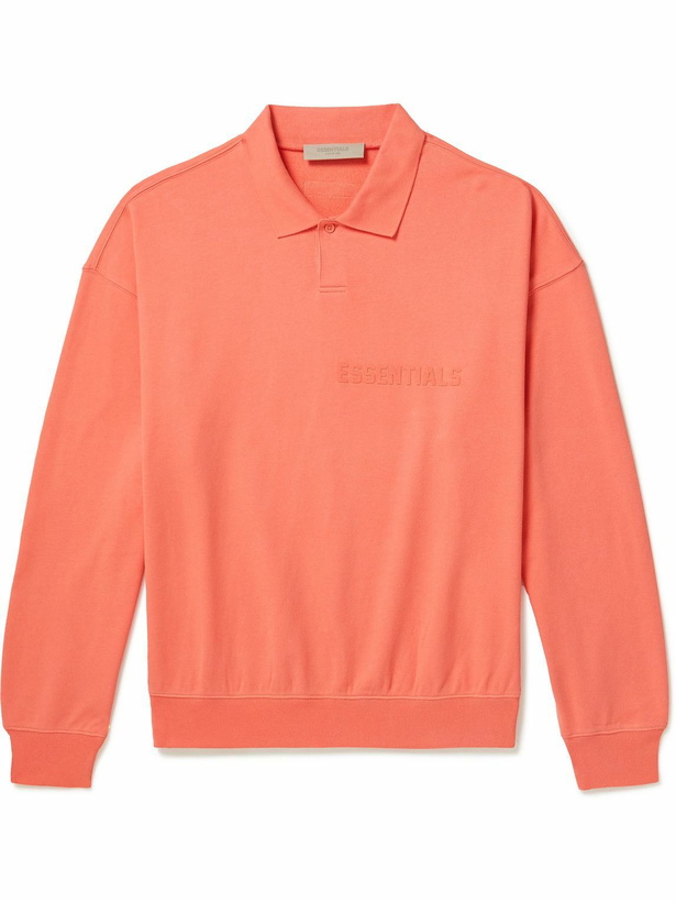 Photo: FEAR OF GOD ESSENTIALS - Logo-Flocked Cotton-Jersey Polo Shirt - Orange