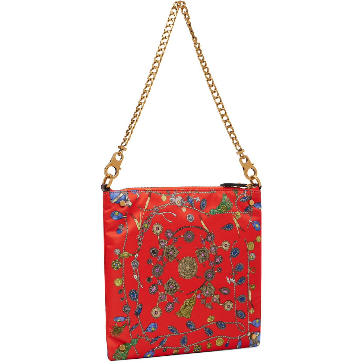 Versace Red Cabine Printed Duchesse Shoulder Bag