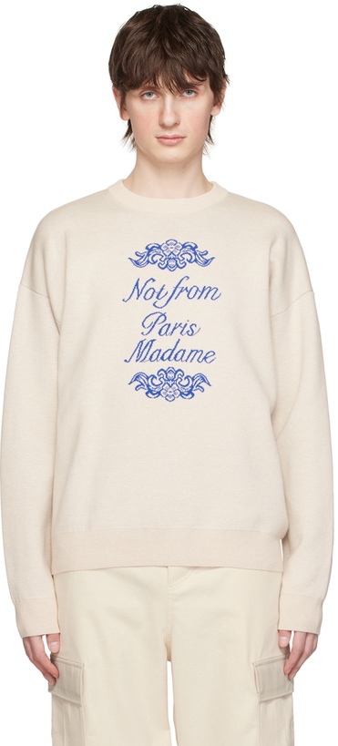 Photo: Drôle De Monsieur Beige 'La Maille Slogan Ornements' Sweater