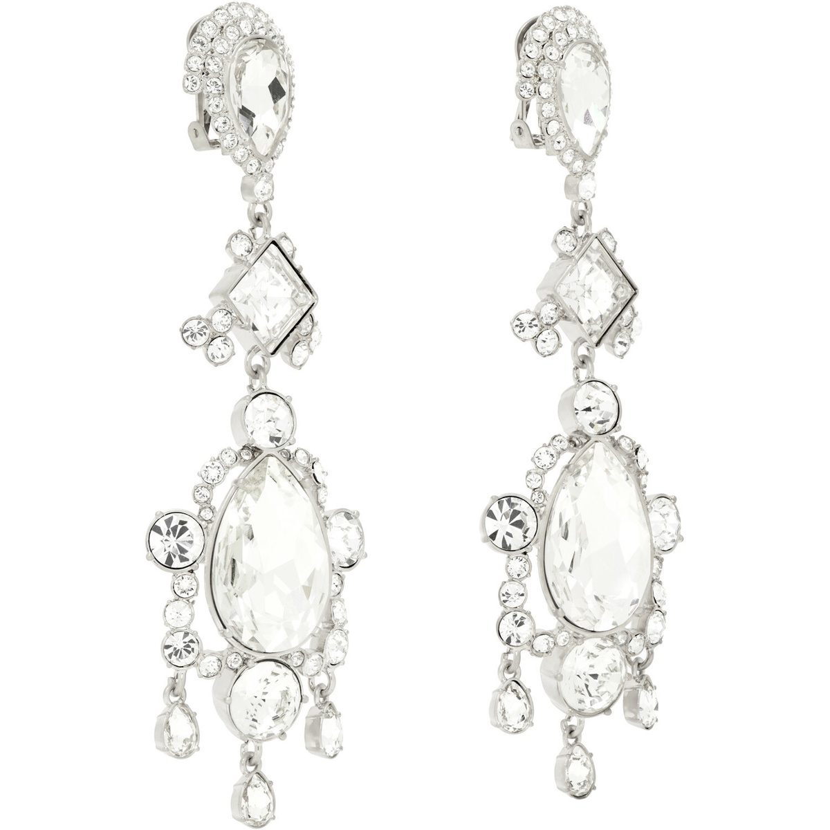 BALMAIN Brass & Crystal Pendant Earrings