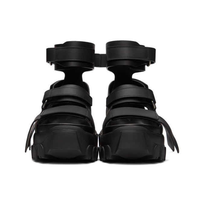 Rick Owens Black Ankle Strap Tractor Sandals Rick Owens