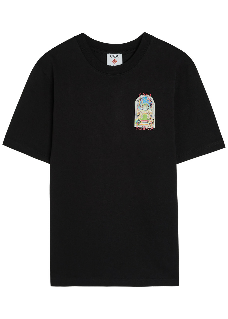 Casablanca Landscape Printed Cotton T-shirt Black