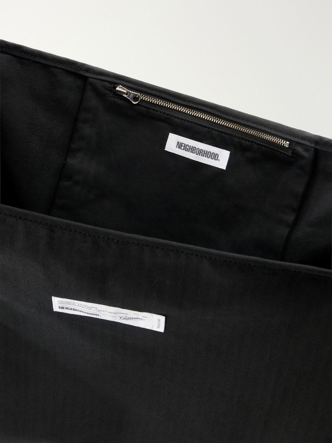Neighborhood - Newspaper Herringbone Cotton Messenger Bag - Black