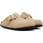 Birkenstock Beige Narrow Boston Big Buckle Nubuck Leather Loafers