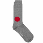 Blue Blue Japan Men's Japanese Flag Sock in Grey