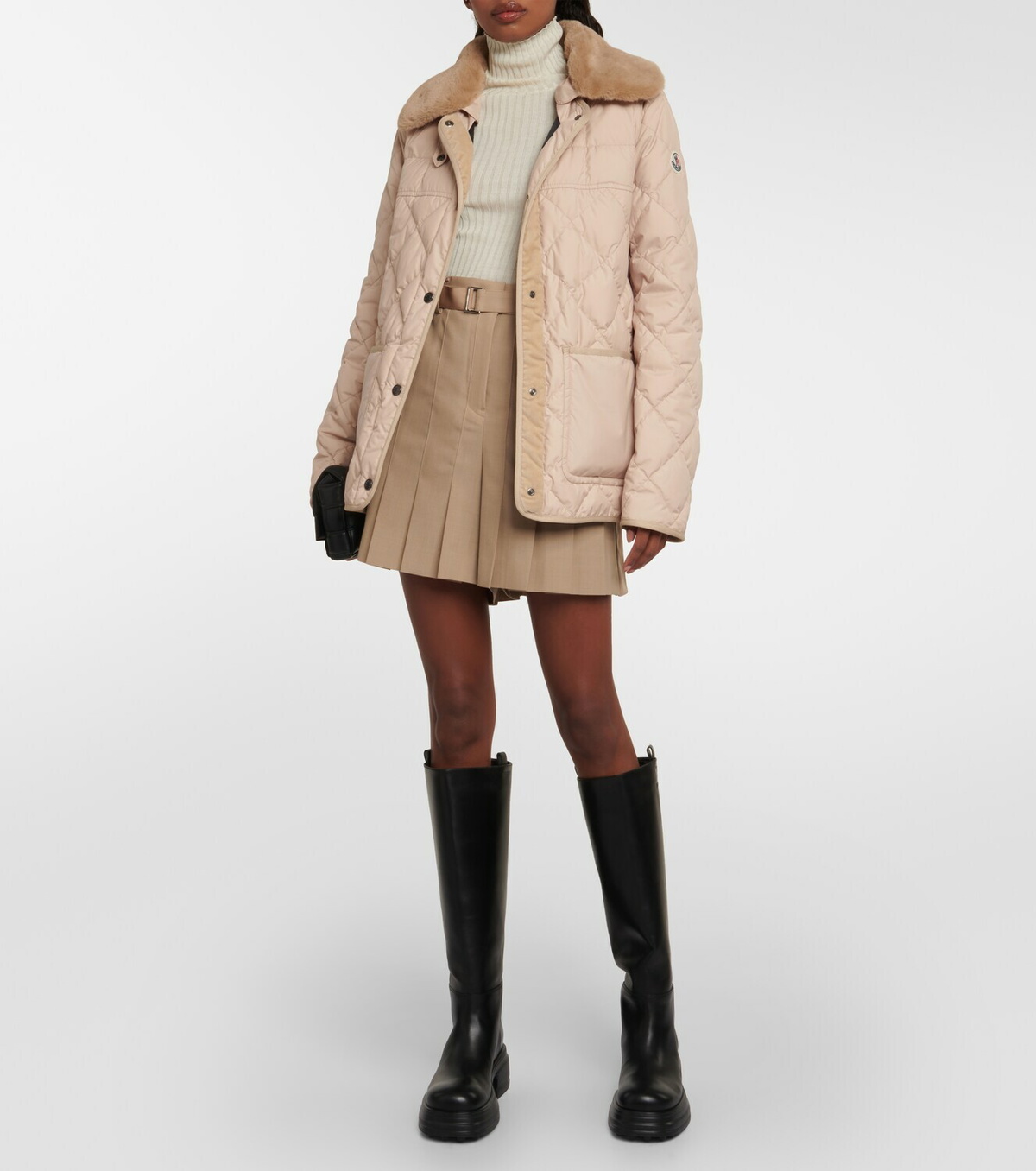 Moncler Cygne faux shearling-trimmed down jacket Moncler