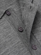 SAINT LAURENT - Cassandre Logo-Embroidered Wool Polo Shirt - Gray