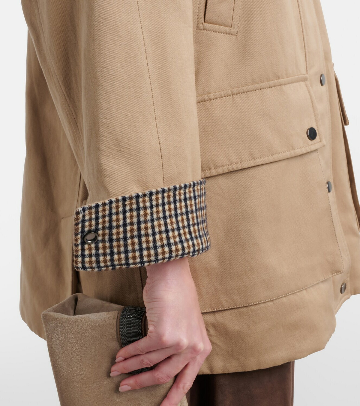 Brunello Cucinelli Leather-trimmed cotton and linen jacket