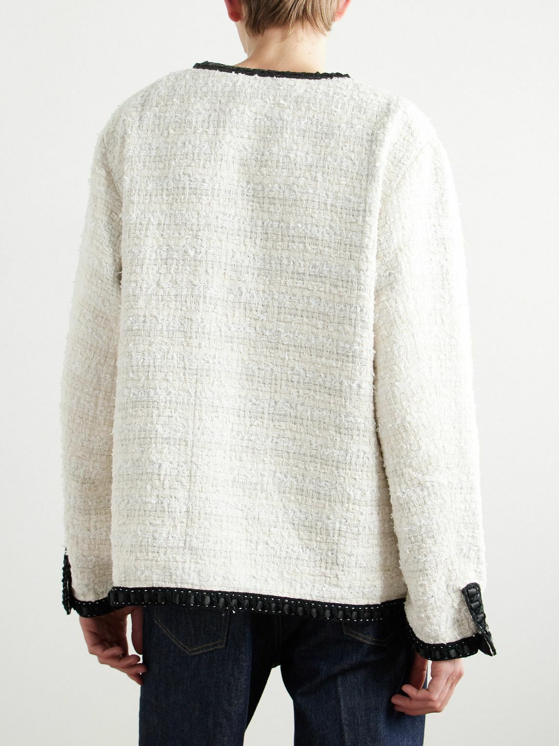READYMADE - Satin-Trimmed Cotton-Blend Tweed Jacket - White