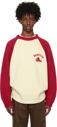 RICE NINE TEN Red & Beige Hand Knitted Raglan Sweater
