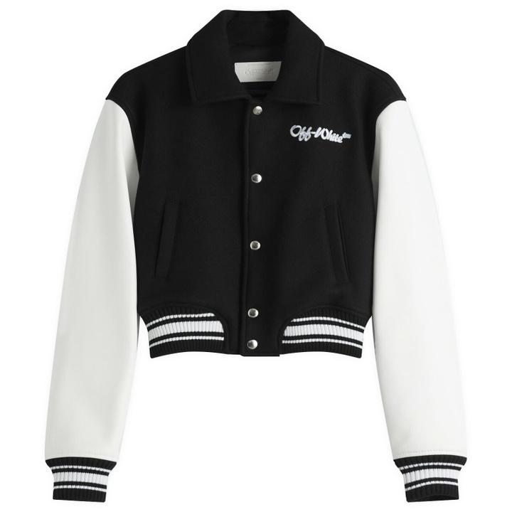 Photo: Off-White Women's WO Simple Cropped Varsity Jacket in Black White