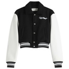 Off-White Women's WO Simple Cropped Varsity Jacket in Black White