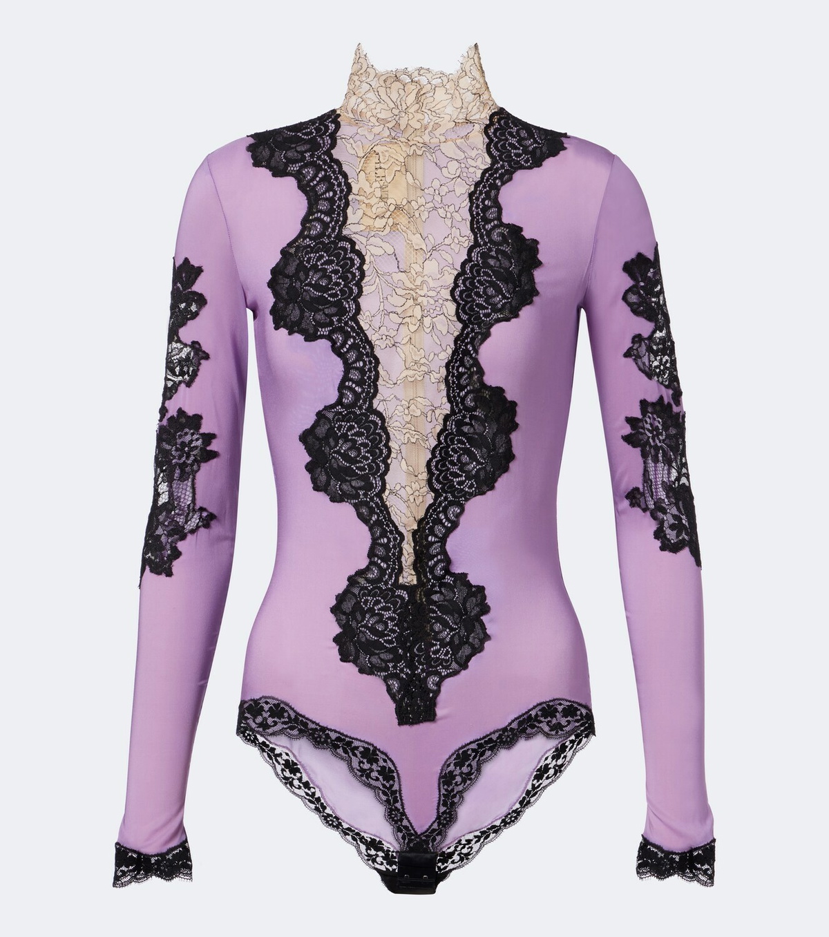 Valentino Turtleneck lace-trimmed bodysuit