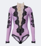 Valentino Turtleneck lace-trimmed bodysuit