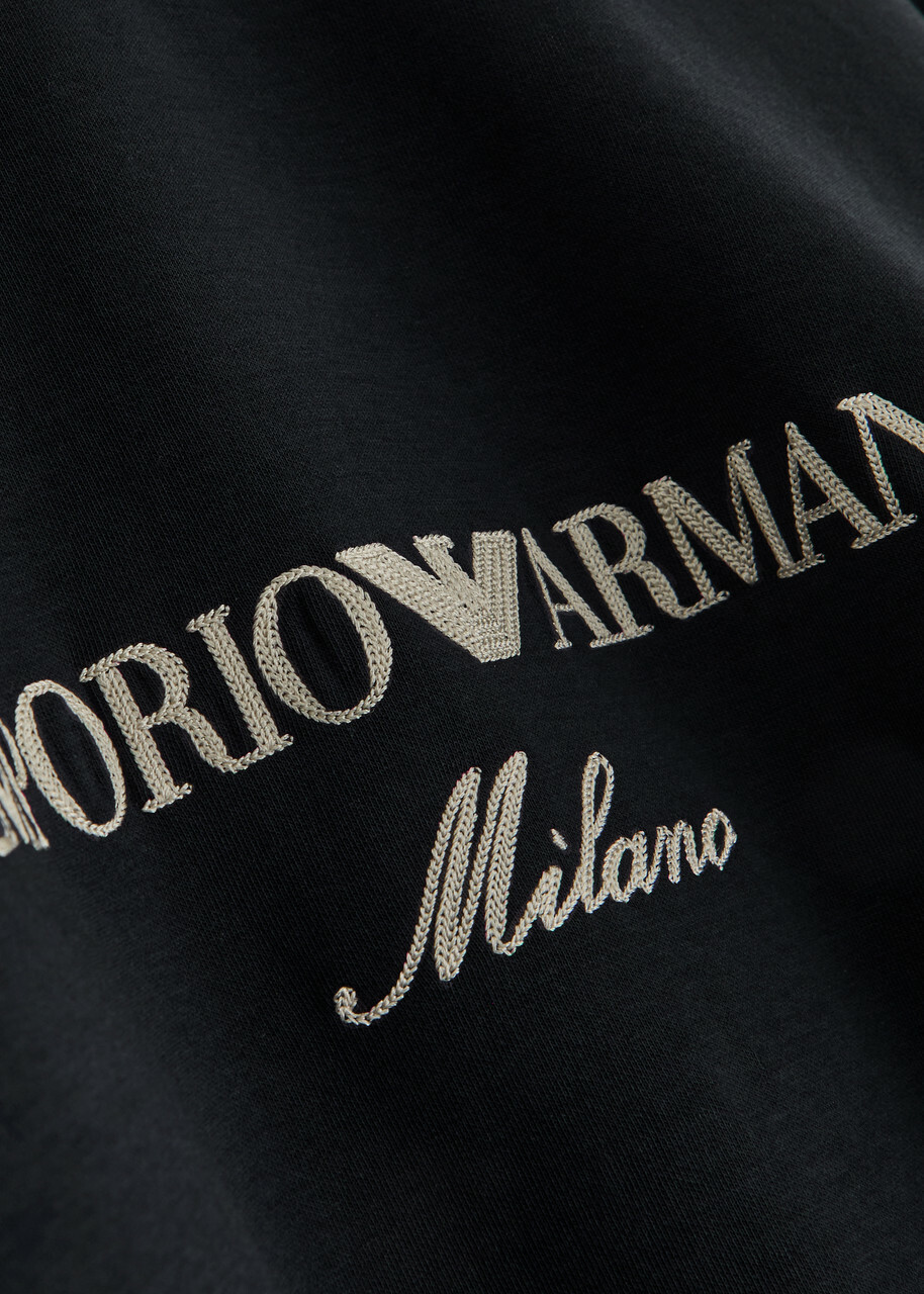 Emporio Armani Logo-embroidered Cotton-blend Sweatshirt Navy