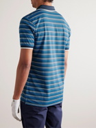 G/FORE - Striped Perforated Stretch-Jersey Golf Polo Shirt - Blue