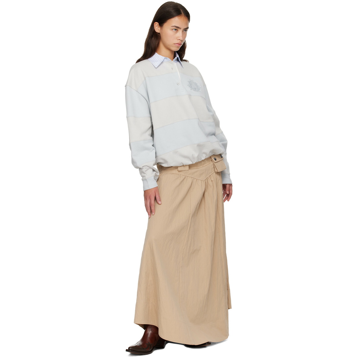 Acne Studios Blue & Gray Striped Polo