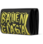 Balenciaga - Printed Full-Grain Leather Trifold Wallet - Black