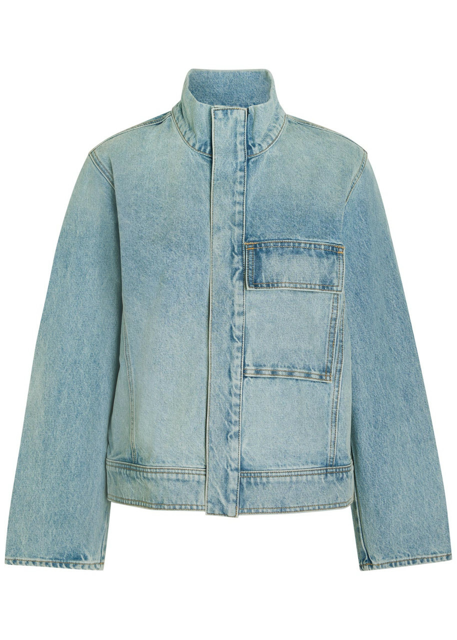 Nili Lotan Marilou High-neck Denim Jacket Light Blue