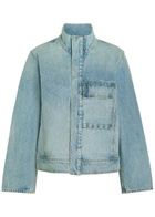 Nili Lotan Marilou High-neck Denim Jacket Light Blue