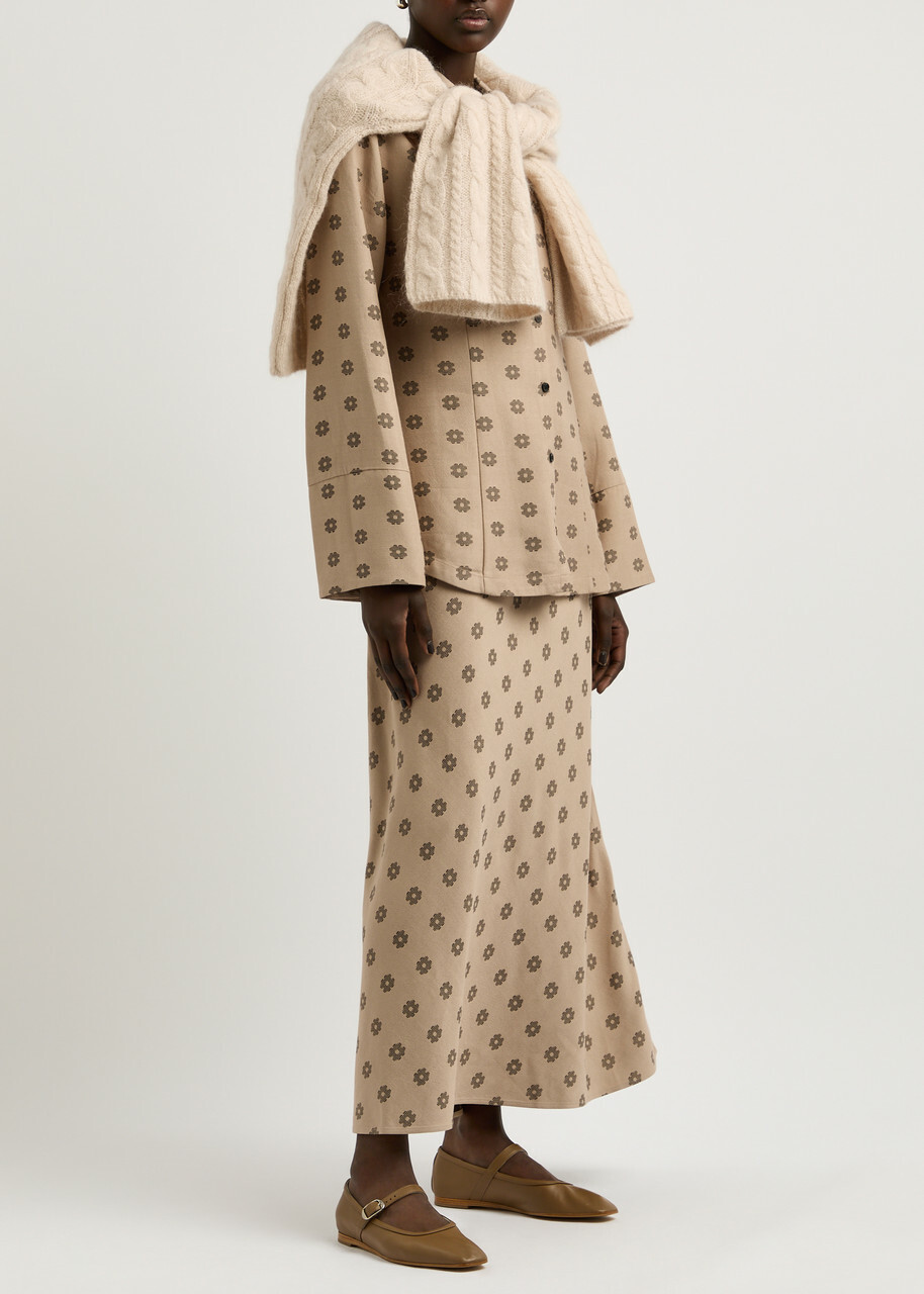 BY Malene Birger Rosiannas Floral-jacquard Shirt Beige