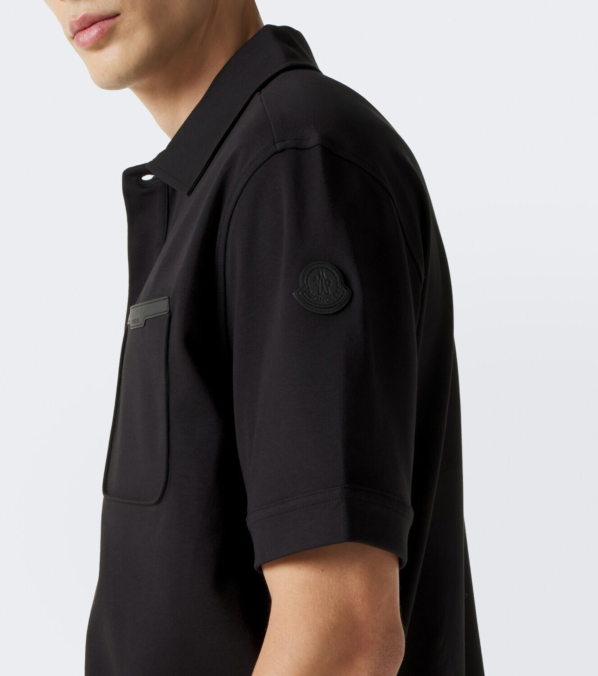 Moncler Leather-trimmed cotton shirt