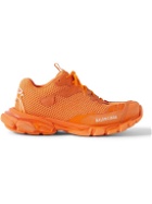 Balenciaga - Track.3 Distressed Mesh and Nylon Sneakers - Orange