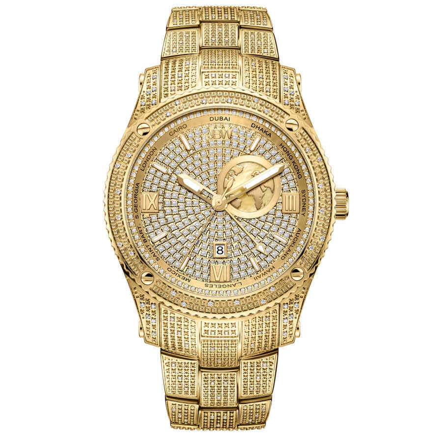 JBW Jet Setter GMT Quartz Diamond Gold Dial Mens Watch J6370A