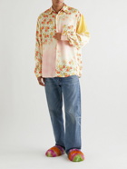 Marni - Oversized Dégradé Floral-Print Satin Shirt - Yellow