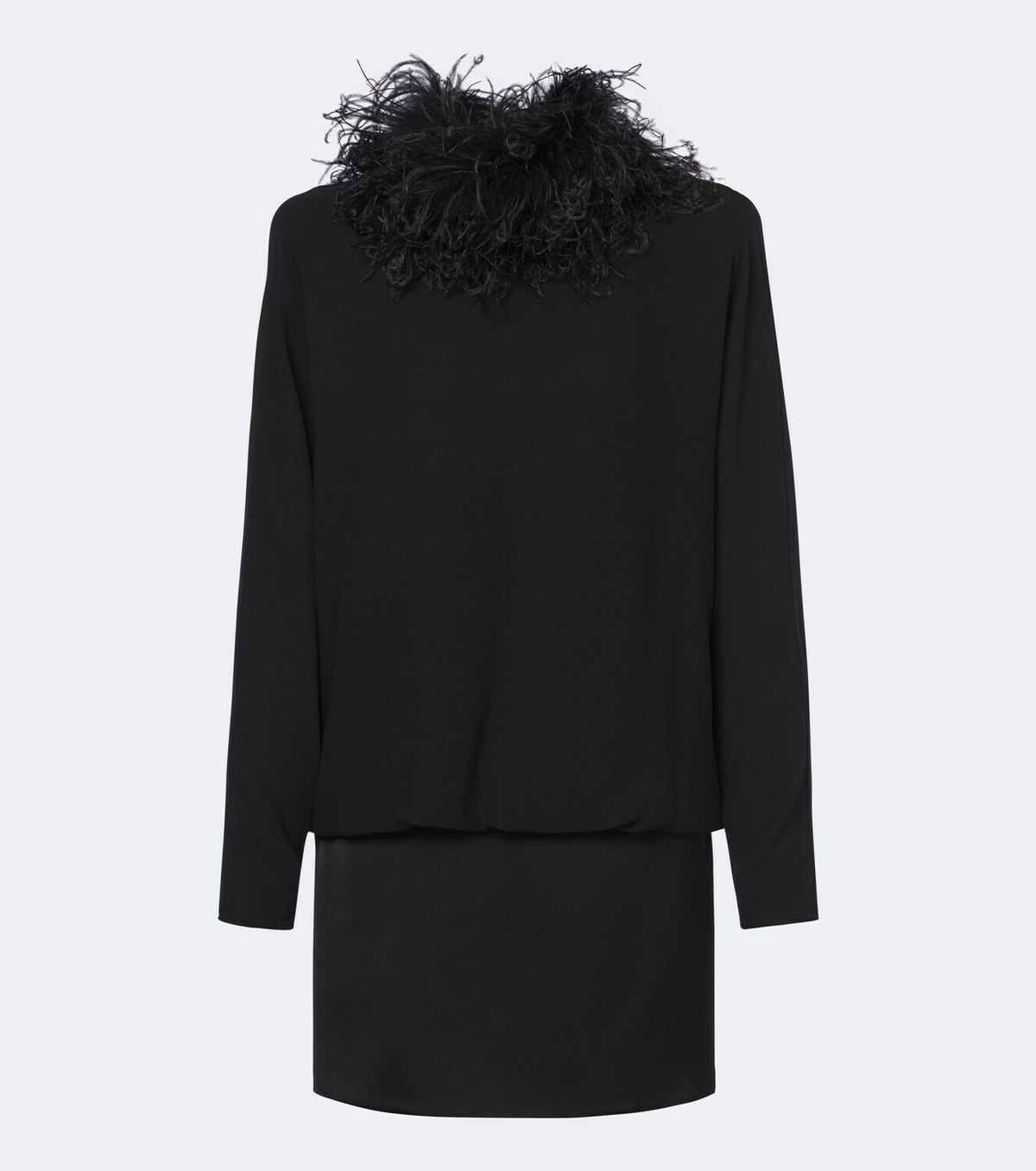 Valentino Feather-trimmed silk georgette minidress