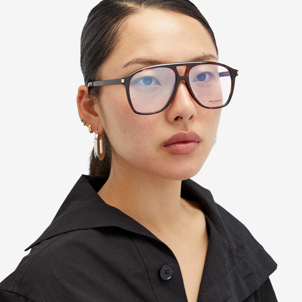Saint Laurent Sunglasses Women's Saint Laurent Dune Optical Glasses in Havana/Transparent 
