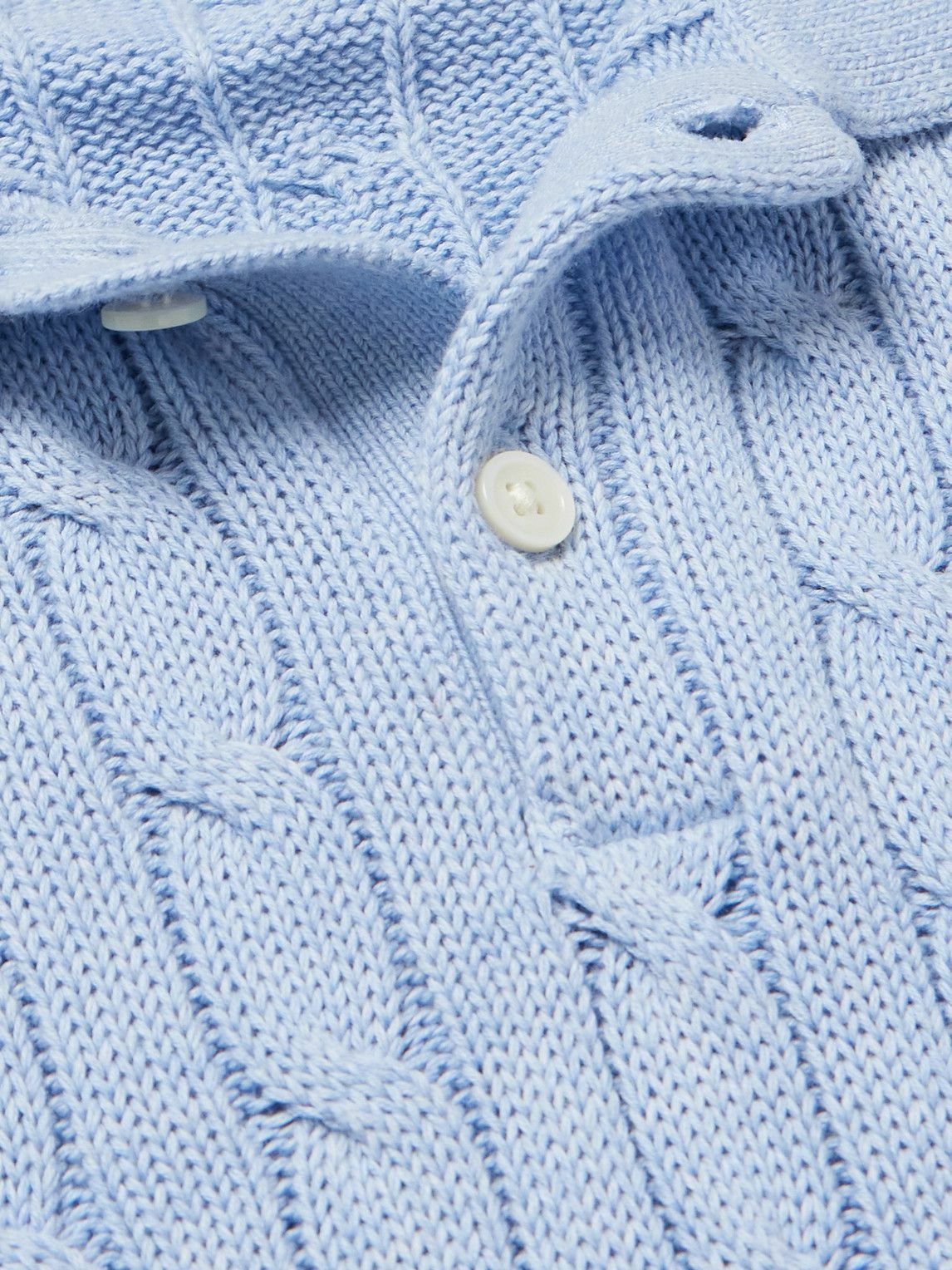 Polo Ralph Lauren - Cable-Knit Cashmere Polo Shirt - Blue