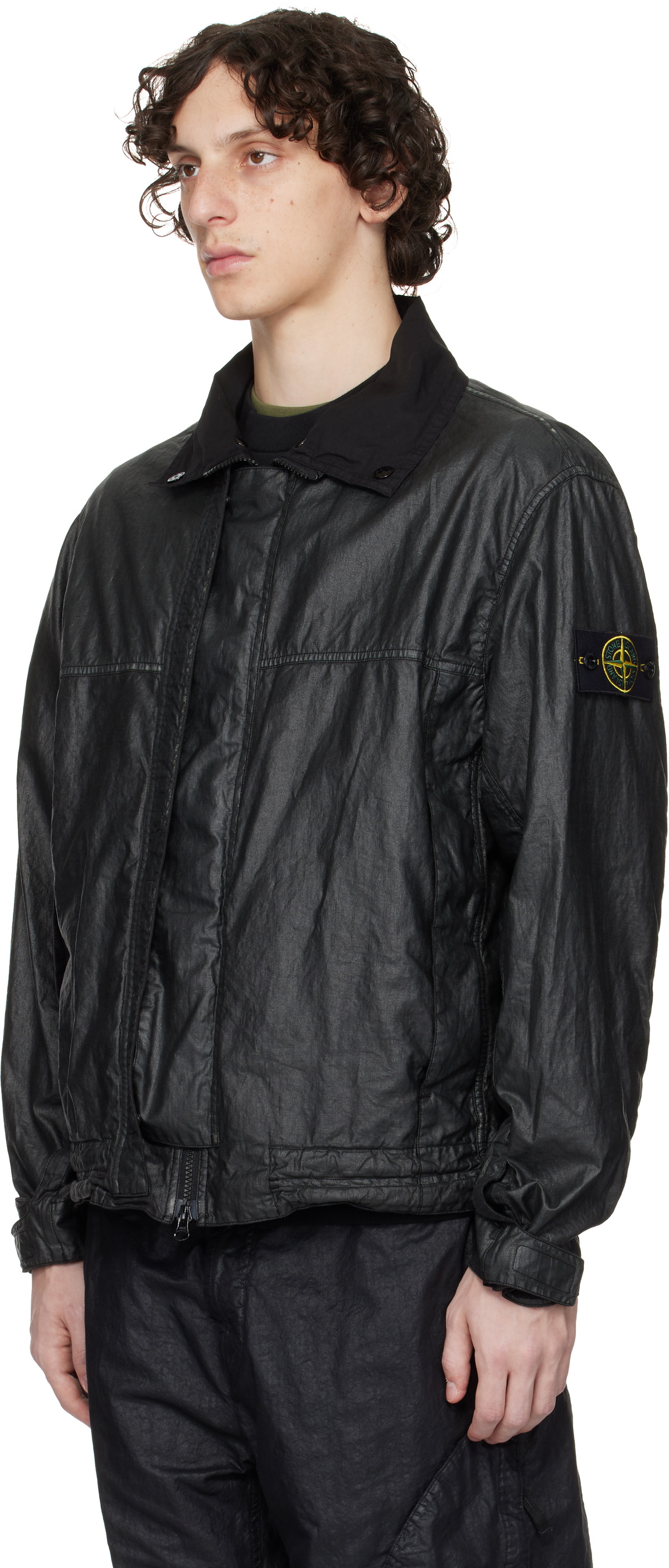 Stone Island Black Raw Linen Plated-OVD Jacket