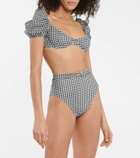 Caroline Constas Patia checked high-rise bikini bottoms