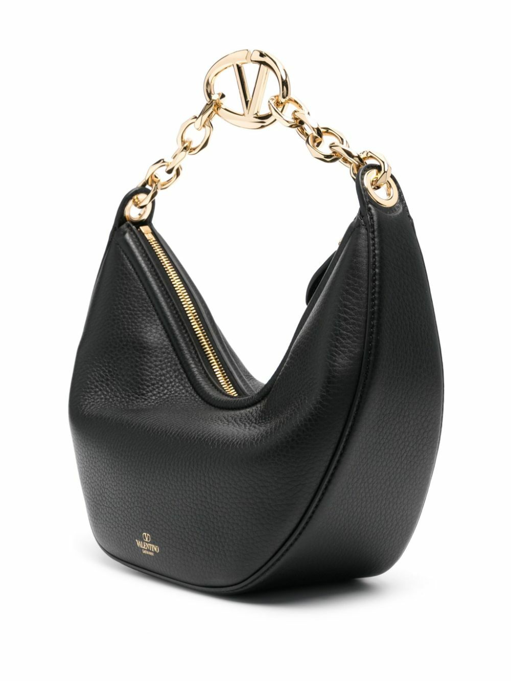 Valentino Garavani Black VLogo Moon Small Leather Shoulder