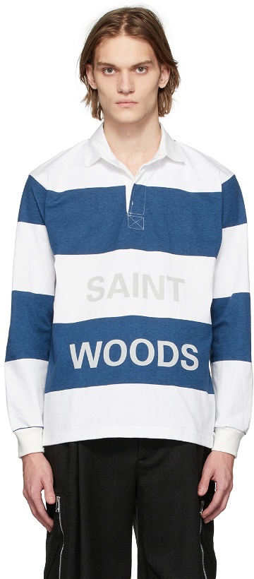 Photo: Saintwoods Navy & White Stripe Rugby Polo