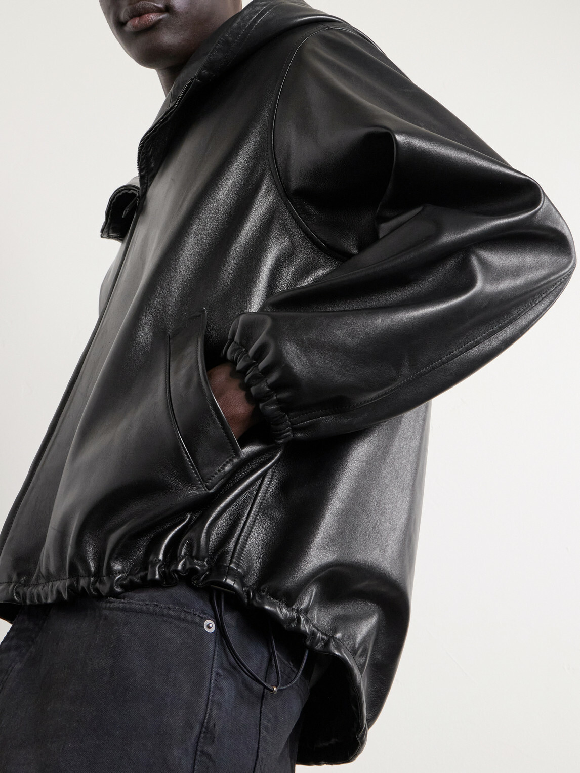 Balenciaga - Hooded Leather Jacket - Black