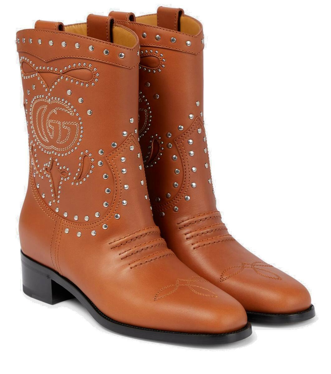 Gucci Double G studded leather ankle boots Gucci