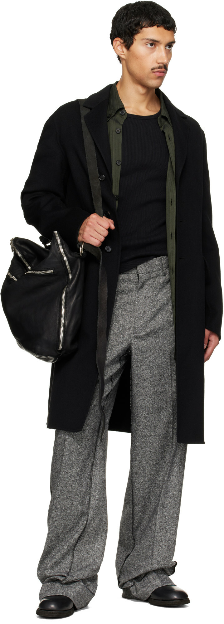 Guidi Black Leather Messenger Bag