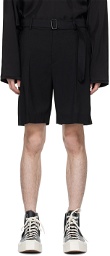 Solid Homme Black Belted Shorts