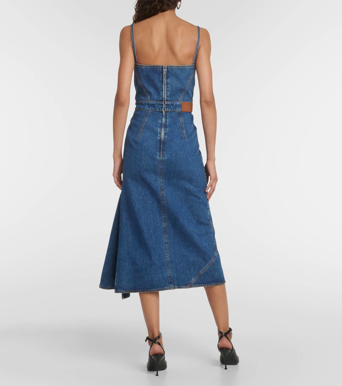 Alexander McQueen Asymmetric denim midi dress Alexander McQueen