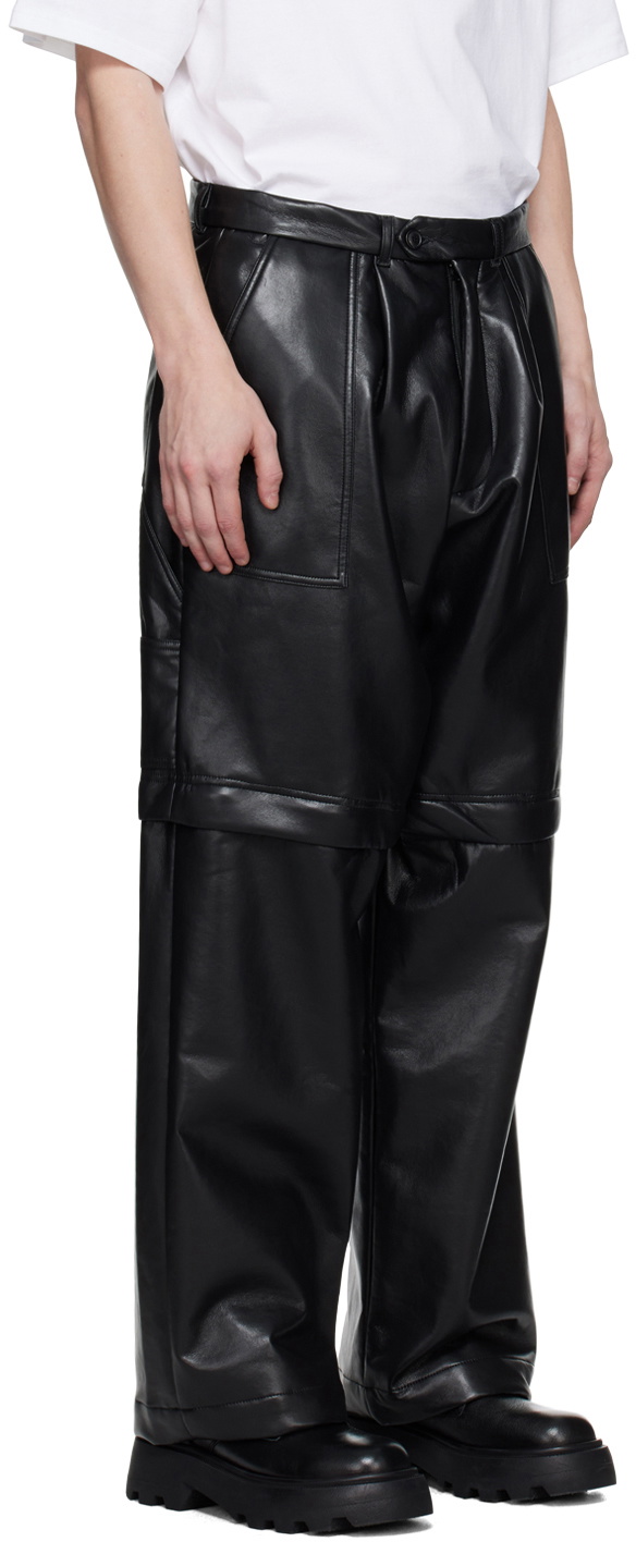 Zip-detailed leather flared pants