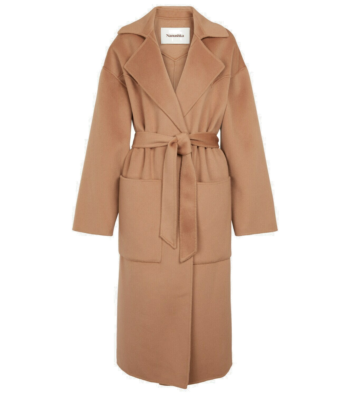 【送料&関税込】Nanushka Camel Wool Blend Ferris Coat Alamo - Wool Silk Blend Robe Coat - Camel – Nanushka