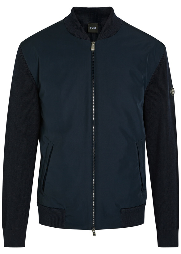 Photo: Boss Quilted Knit Cotton and Shell Jacket Navy