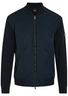 Boss Quilted Knit Cotton and Shell Jacket Navy