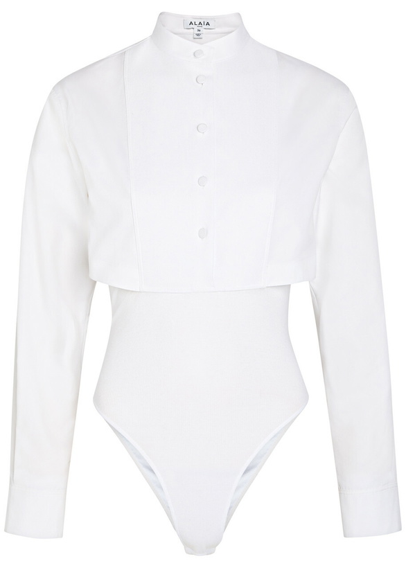 Photo: Alaïa Cropped Shirt Cotton Bodysuit White