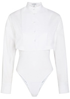 Alaïa Cropped Shirt Cotton Bodysuit White