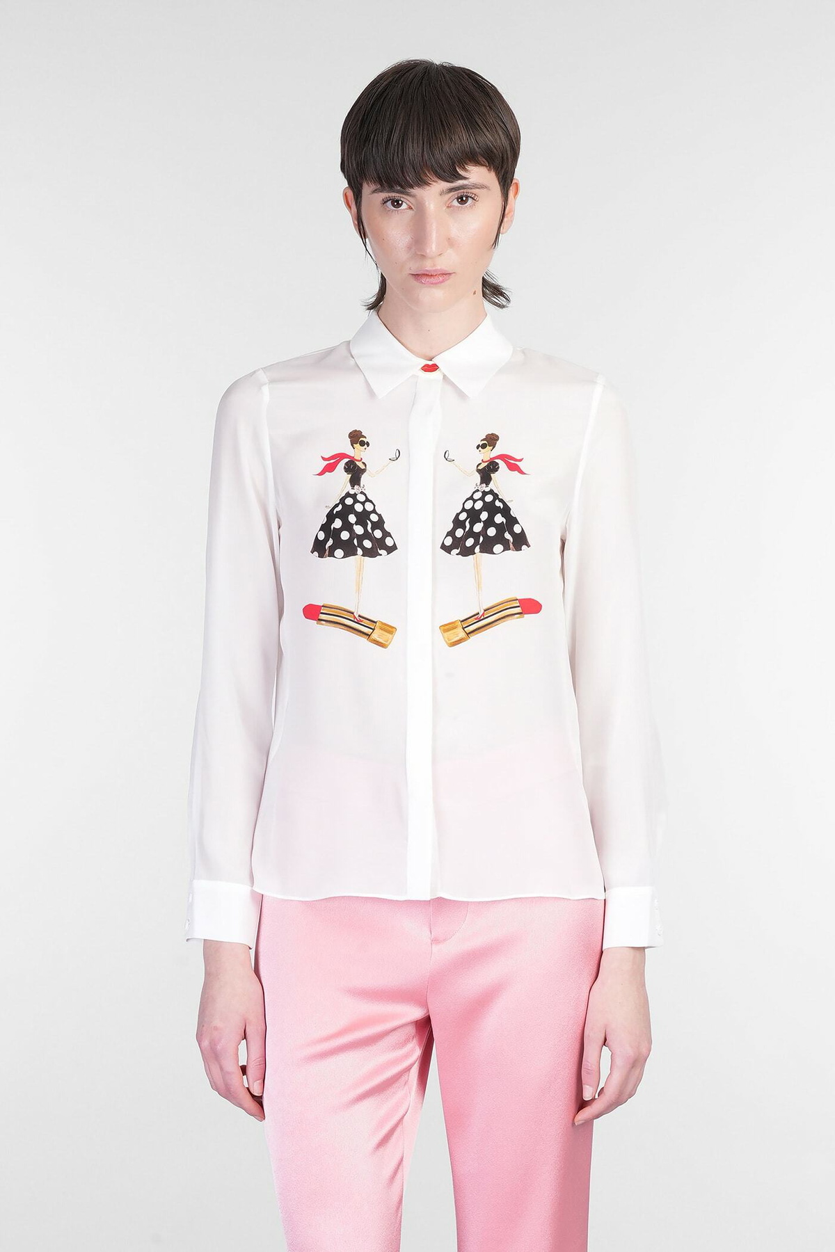 【美品】Alice&Olivia #シルクシャツ Alice + Olivia Willa Shirt In White Silk Alice + Olivia