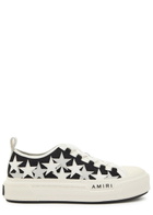 Amiri Stars Appliquéd Leather and Canvas Sneakers Black And White