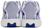 Burberry Blue & White Check Knit Box Sneakers